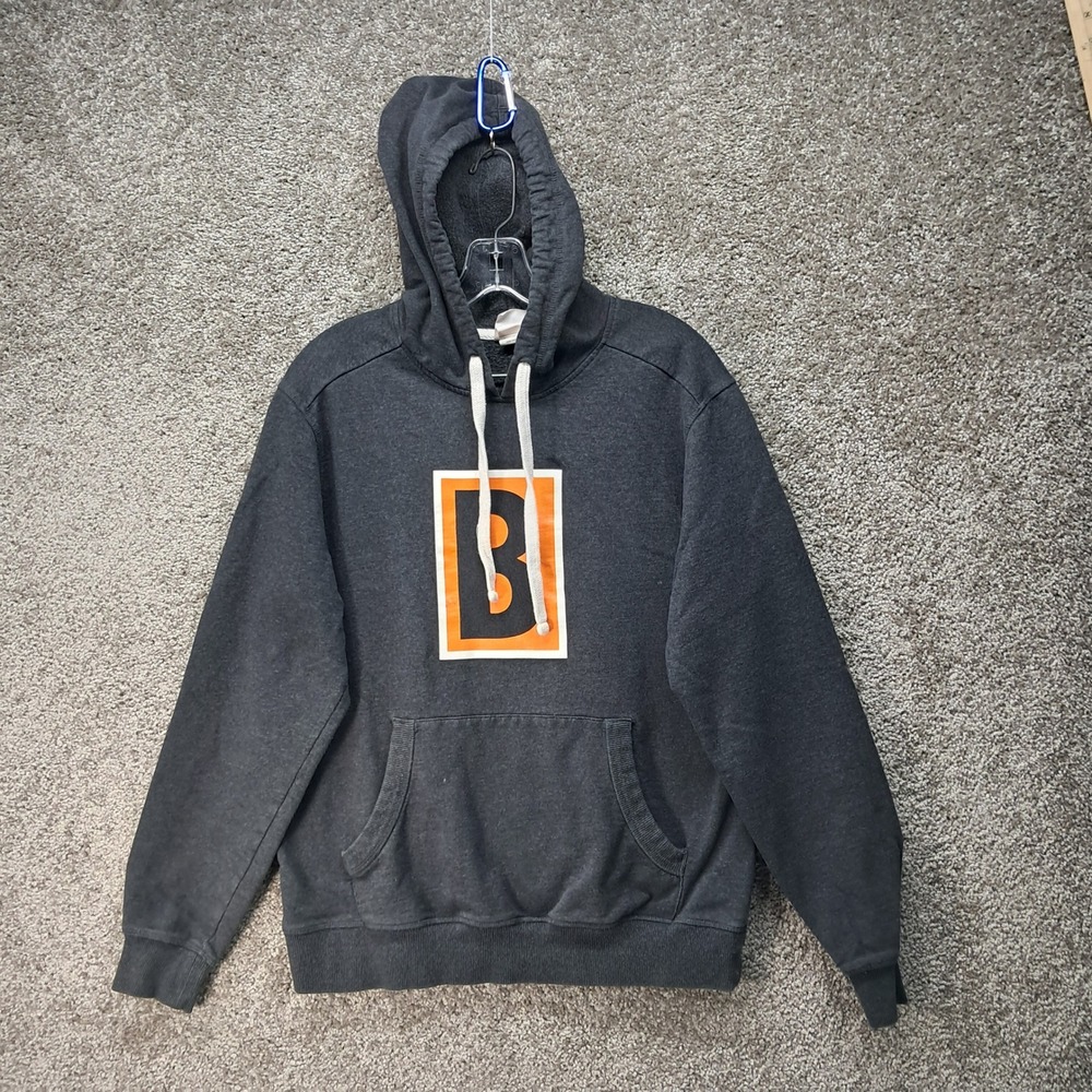District Biggby Coffee Re-Fleece Mens Medium Charcoal‎ Hoodie Shirt